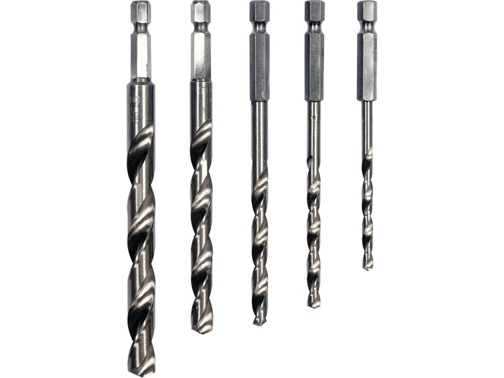 HSS Metaalboor Boorset, 5 Stuks, 4-10 Mm, Zeskanthendel 1/4''