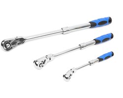 3 Delige Professionele Uitschuifbare Ratelset Met Kantelbare Koppen (1/2", 3/8", 1/4")