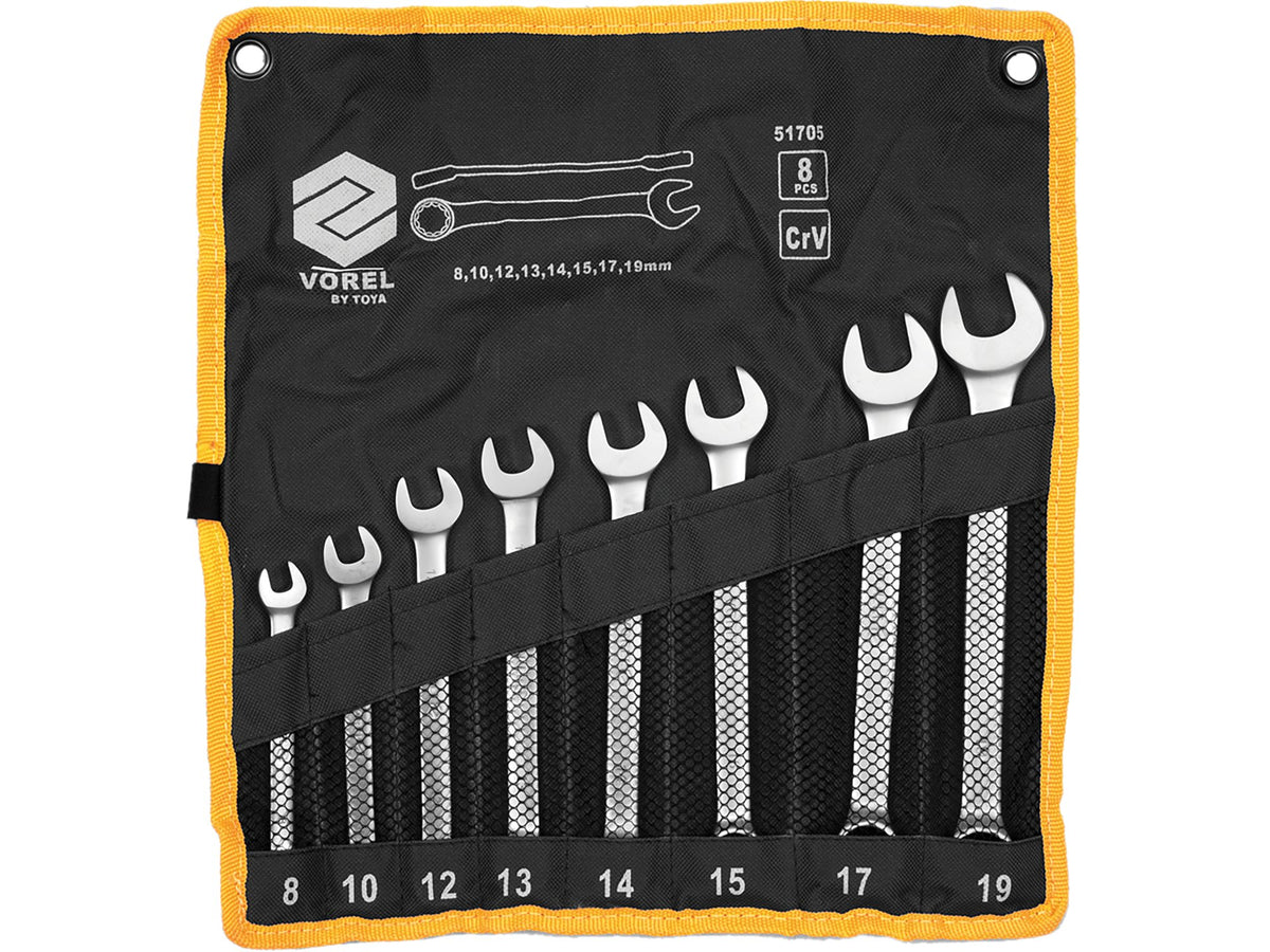 Combinatiesleutels 8-19 Mm, Cv, Set. 8 Stuks. Satijn, Geval
