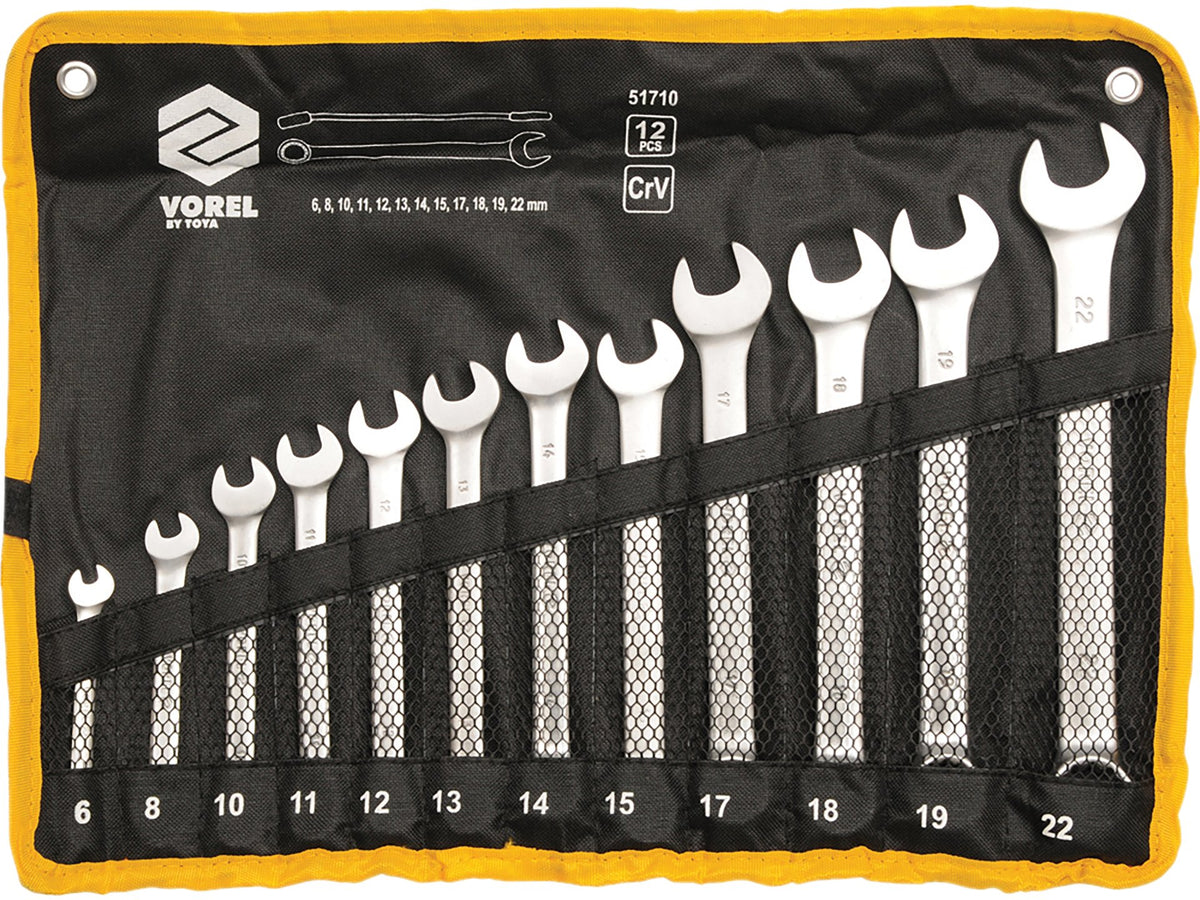 Combinatiesleutels 6-22 Mm, Cv, Set. 12 Stuks. Satijn, Geval