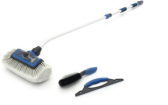 3 Delige Auto Schoonmaakset/Borstelset met Telescopische Steel