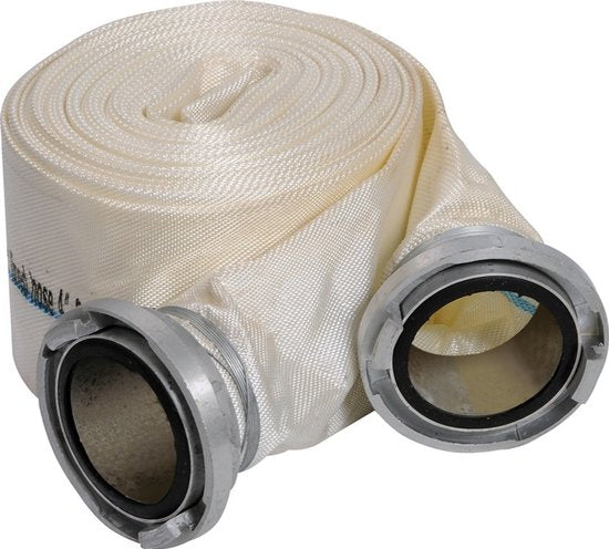 Platoprolbare Afvoerslang / Brandweerslang 2 Inch - Inclusief Aluminium Snelkoppelingen - Hoogwaardig Polyester (Wit) - Voor Motorpomp & Waterpomp - Lichtgewicht & Flexibel