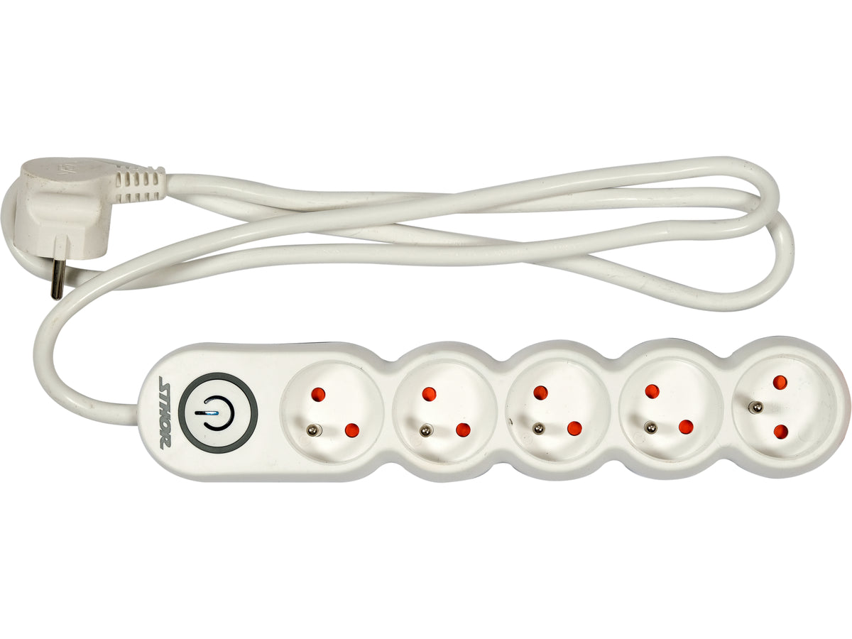 Verlengsnoer Stekkerstrip 5 Sockets Met Aardingschakelaar 1,5M 1,5MM2