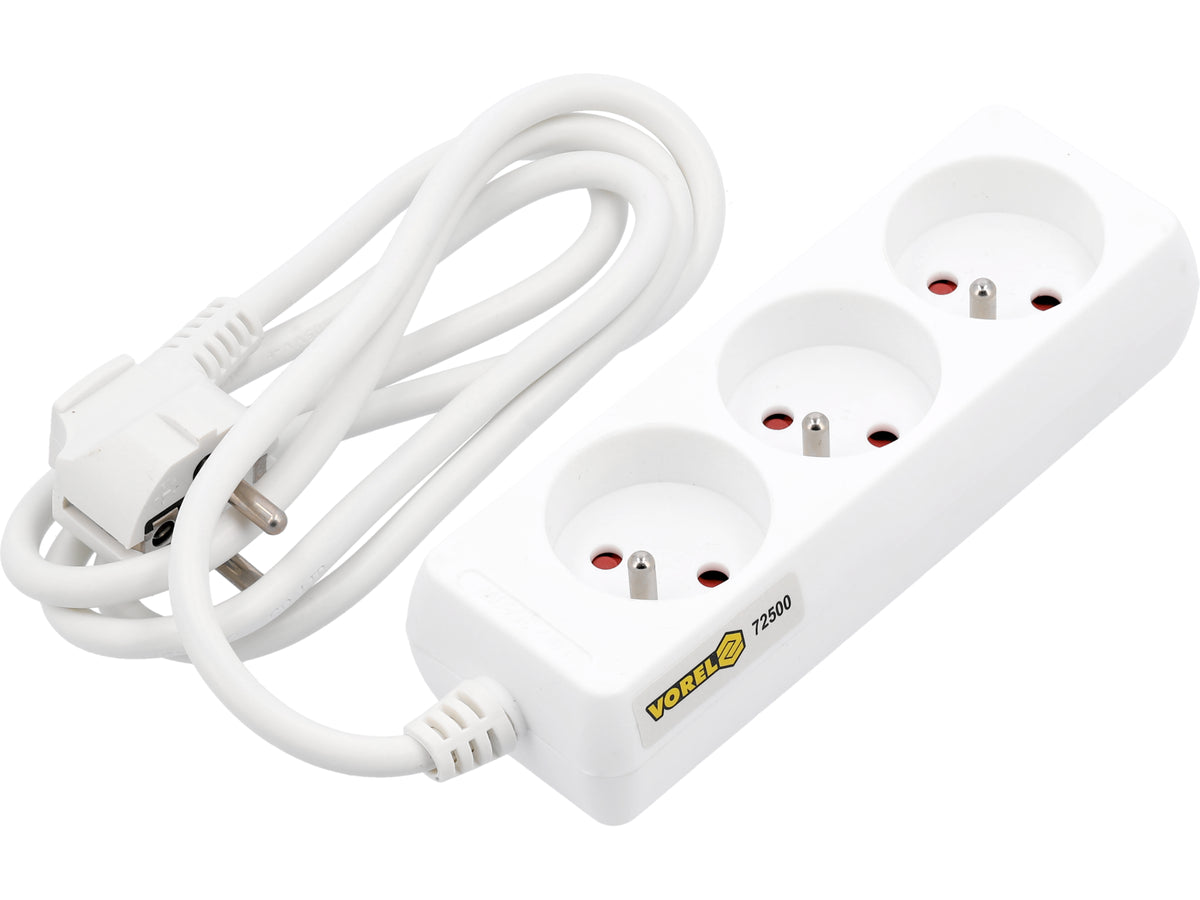 Elektrische Verlengkabel, Wit, 3 Stopcontact Met Aarding, 1,5M