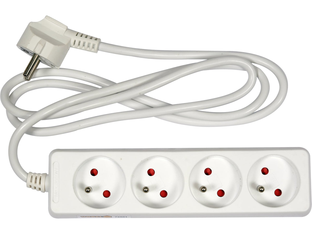 Elektrische Verlengkabel, Wit, 4 Stopcontact Met Aarding, 1,5 M
