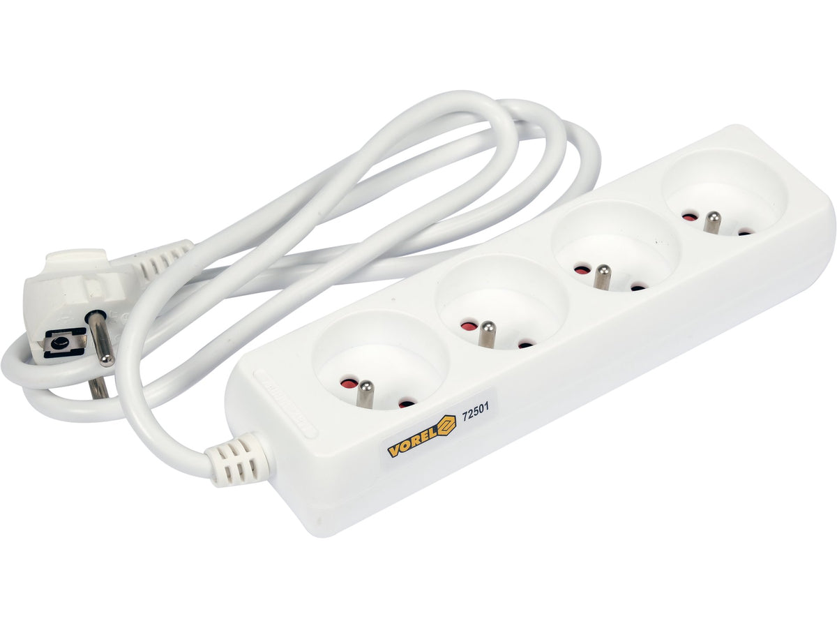 Elektrische Verlengkabel, Wit, 4 Stopcontact Met Aarding, 1,5 M