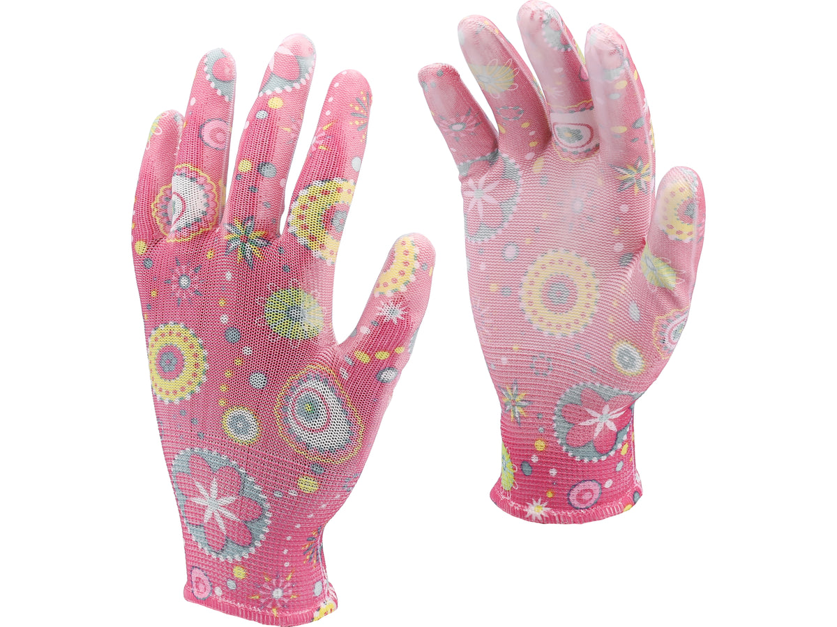 Tuinhandschoenen - Bloemen - Donkerroze