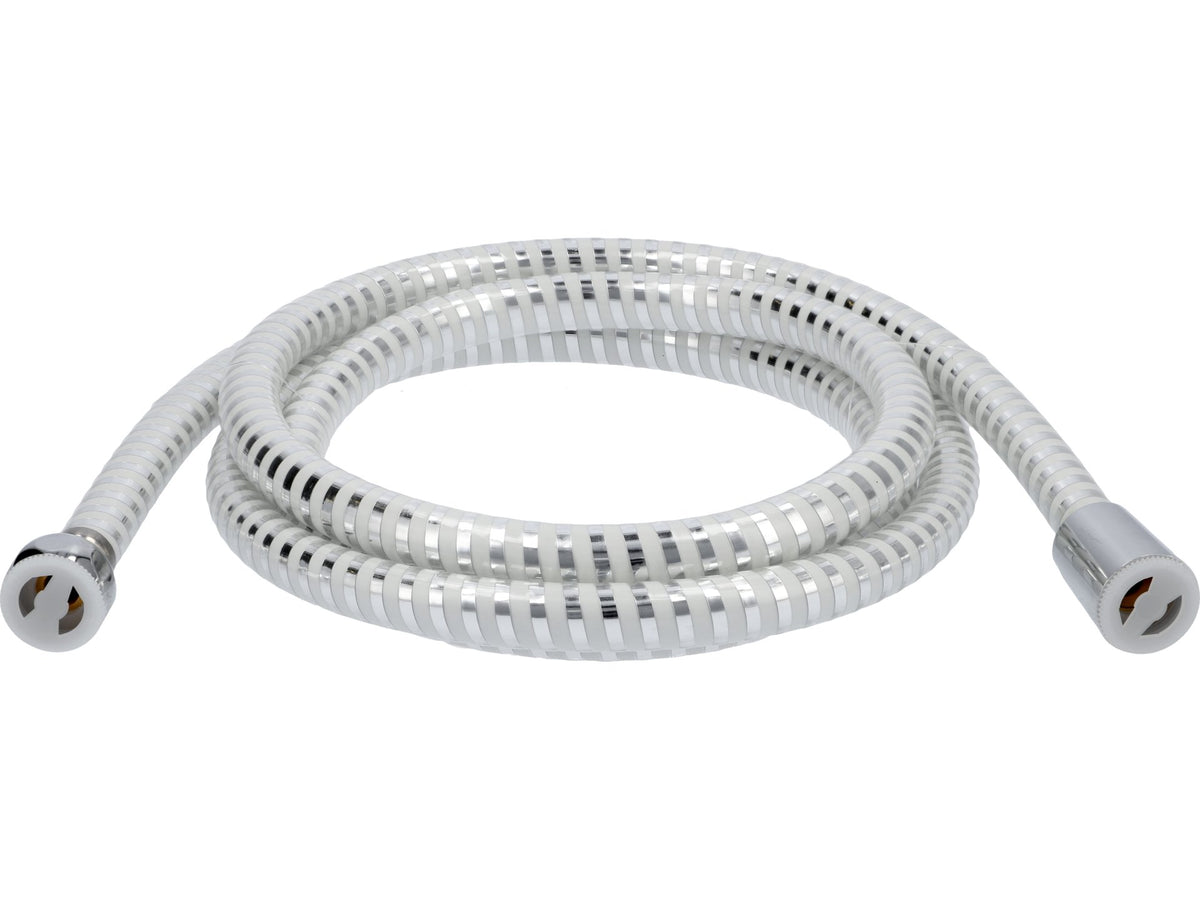 Doucheslang 2,0M PVC Glad Chroom-Wit Antitwist