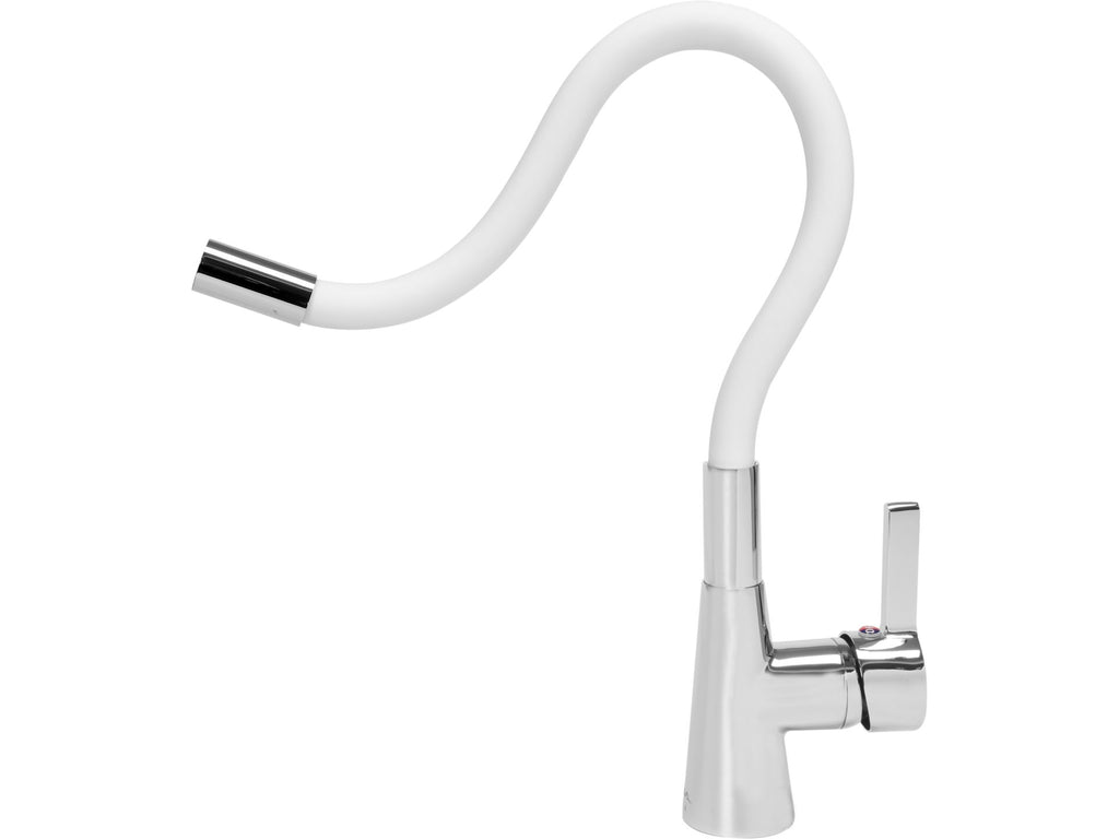 Spoelbakkraan met flexibele uitloop - 'FLEXIBLE' WIT