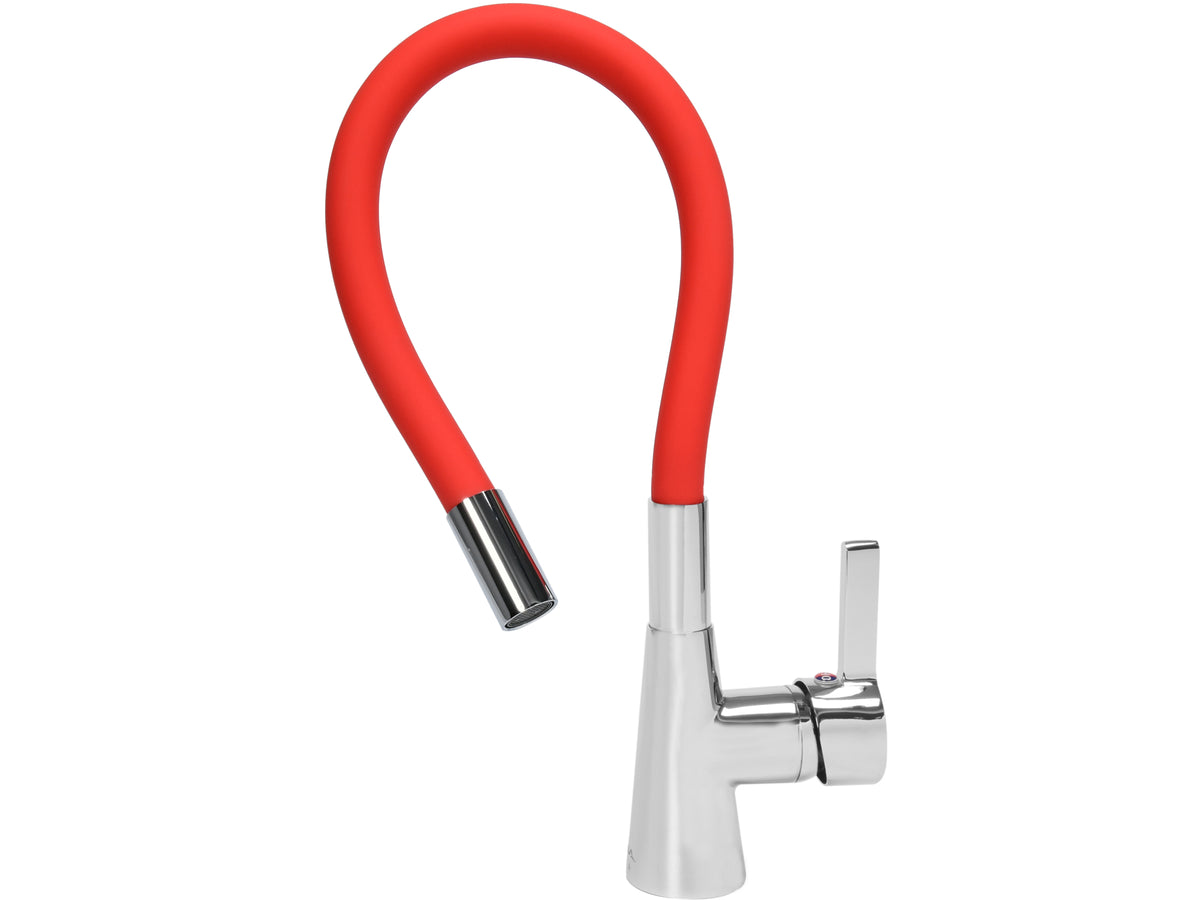 Spoelbakkraan met flexibele uitloop - 'FLEXIBLE' ROOD