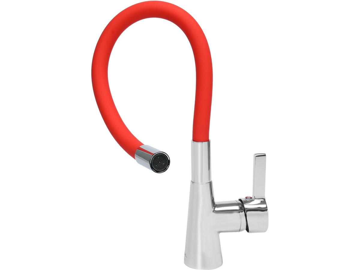 Spoelbakkraan met flexibele uitloop - 'FLEXIBLE' ROOD