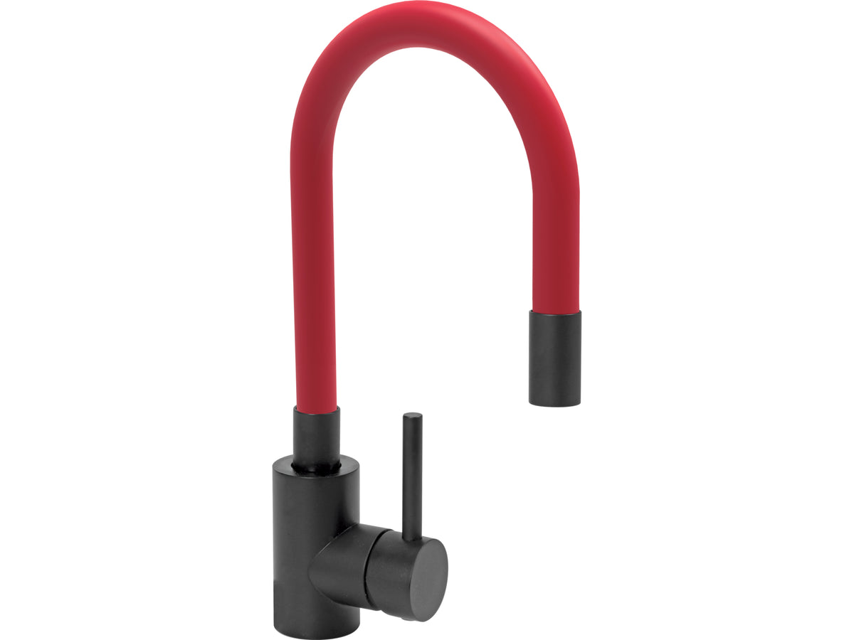 ZINK kraan. 'ZWART FLEXIBEL' ROOD