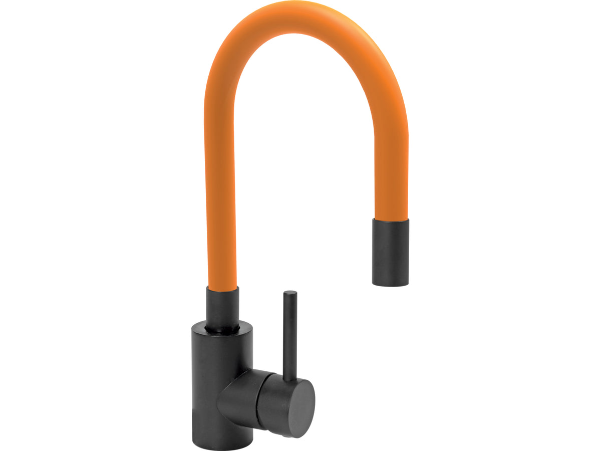 ZINK kraan. 'ZWART FLEXIBEL' ORANJE
