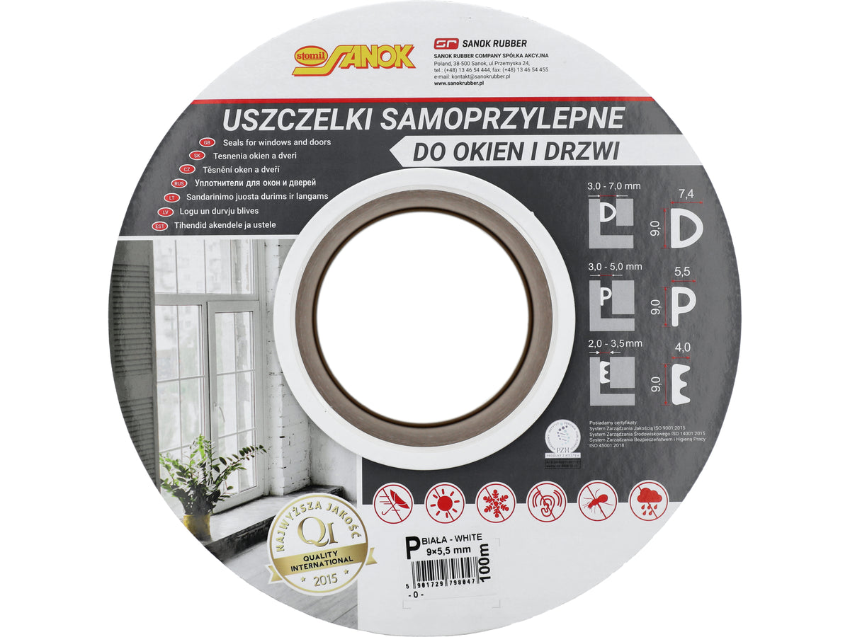 Pakking Voor Ramen En Deuren, Epdm, Type P, Wit, 100M