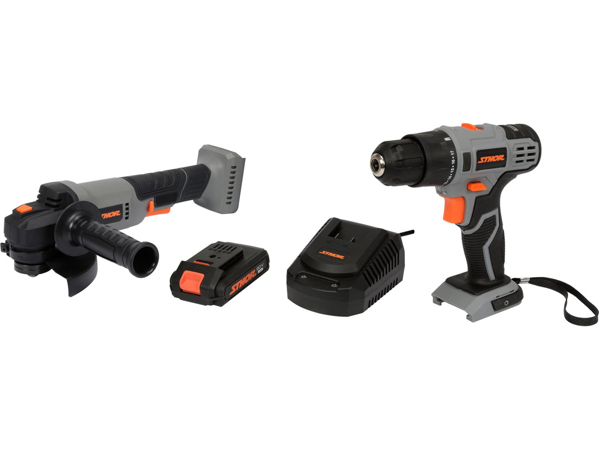 Slijper + Schroevendraaierset 20V (125mm; 26NM; 2AHX1PCS) Met Batterij En Lader Past Op Sthor 20V