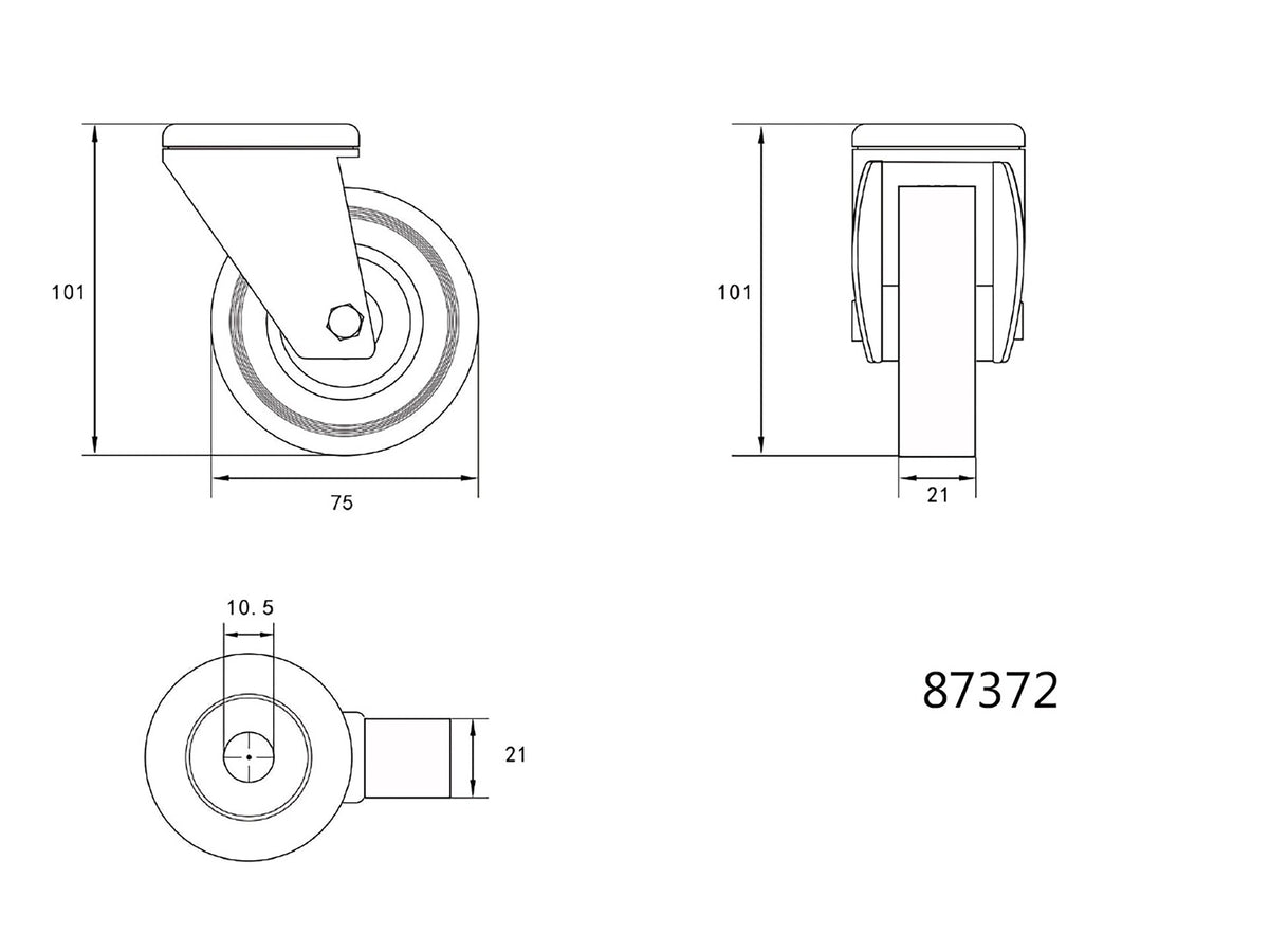 Stuurwiel 75MM Met Grijs Rubber En Bevestigingsgat