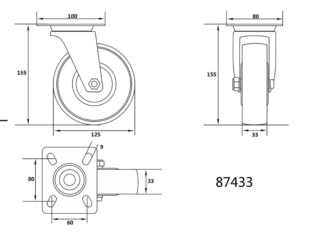 Polyamide Stuurwiel 125MM