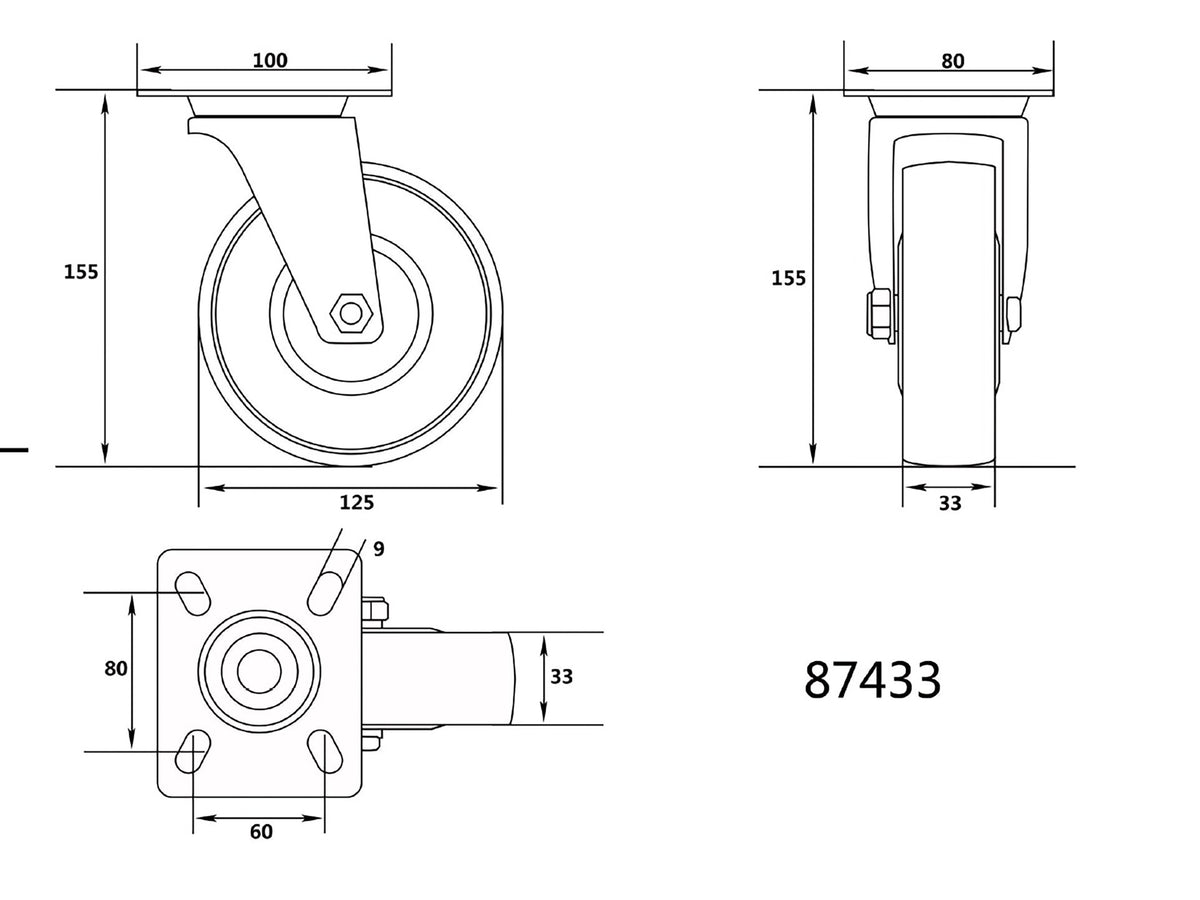 Polyamide Stuurwiel 125MM