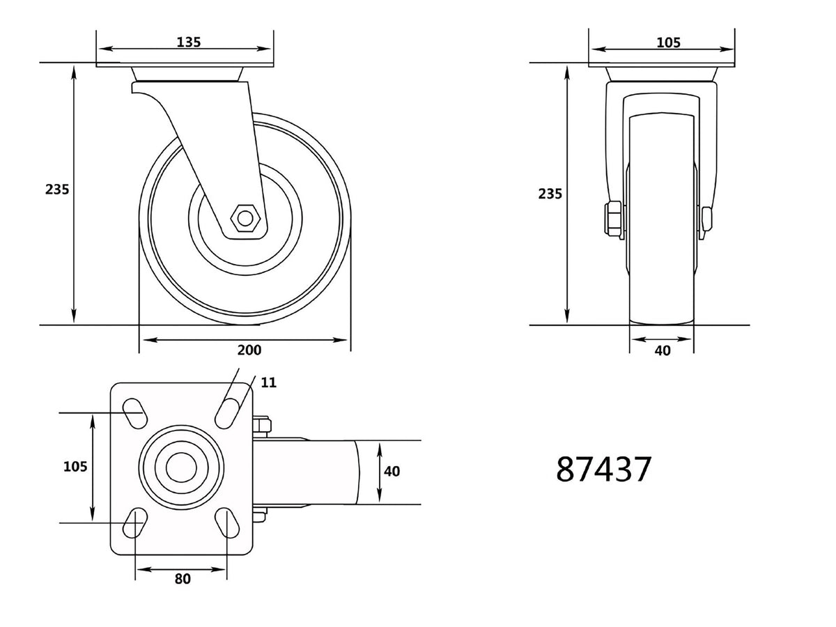 Polyamide Zwenkwiel 200MM