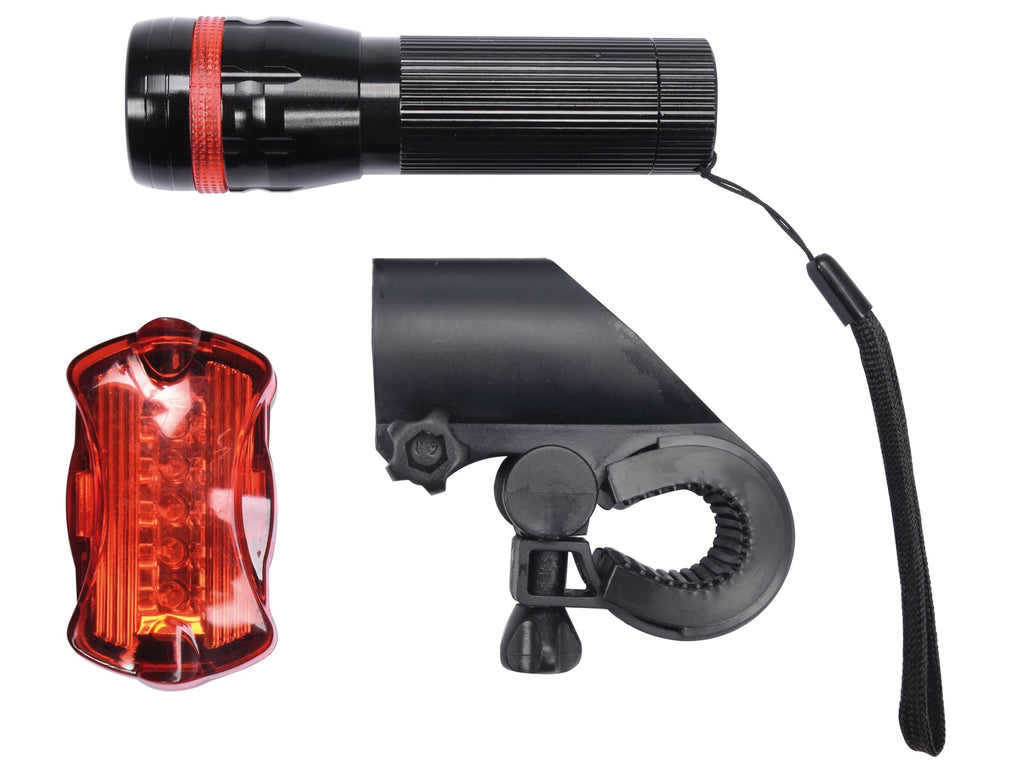 Fietslampenset: Voor 3W LED + Achter 5 LED