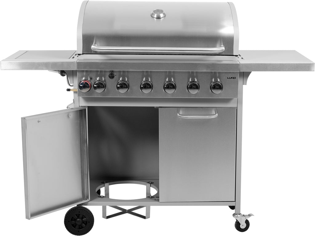 Akka 6+1 Gasgrill, Gietijzeren Rooster, 18,2KW