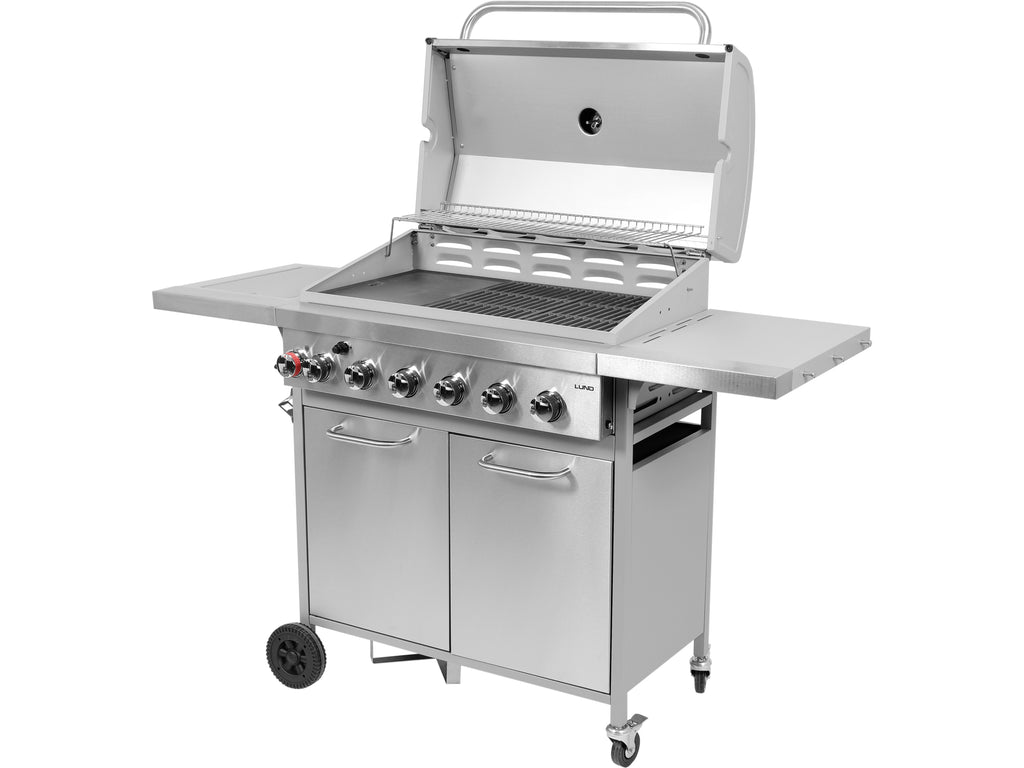 Akka 6+1 Gasgrill, Gietijzeren Rooster, 18,2KW