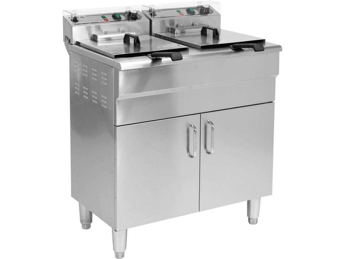 Dubbele Vrijstaande Elektrische Friteuse Met Kast 2X11,5L