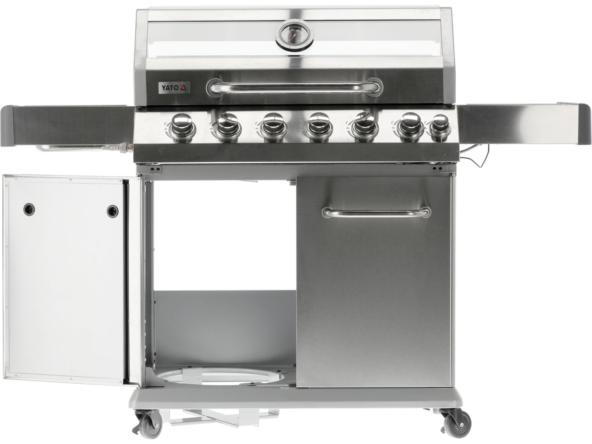 Itami 6+1 Gasgrill, Roestvrij Staal 20,5KW, Met Glas