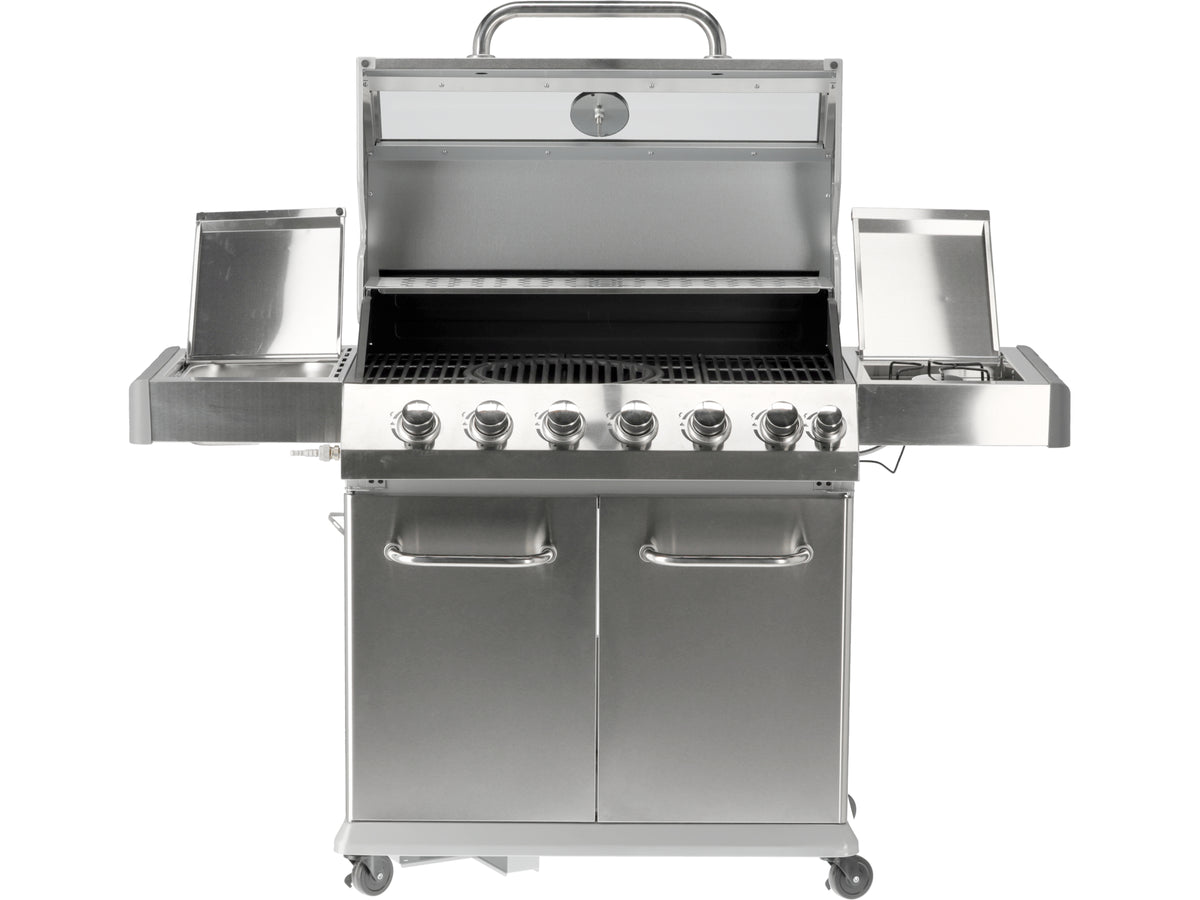 Itami 6+1 Gasgrill, Roestvrij Staal 20,5KW, Met Glas