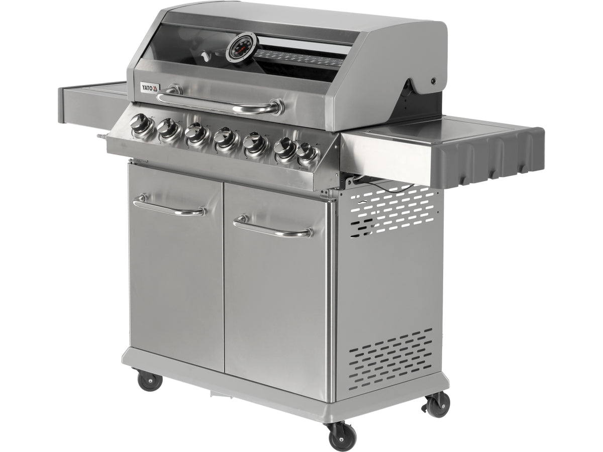 Itami 6+1 Gasgrill, Roestvrij Staal 20,5KW, Met Glas