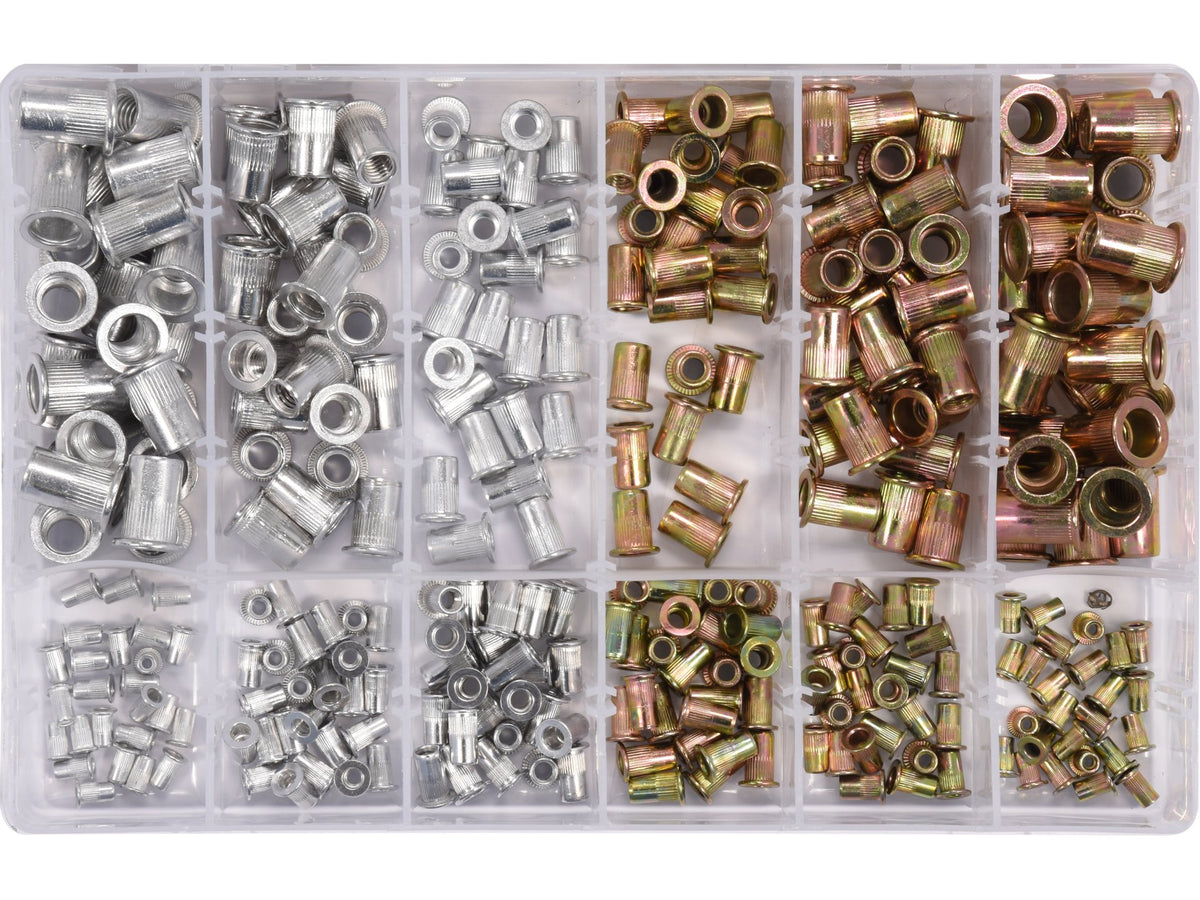 Set Mix Klinkmoeren Staal, Aluminium M3- M10, 300 Stuks