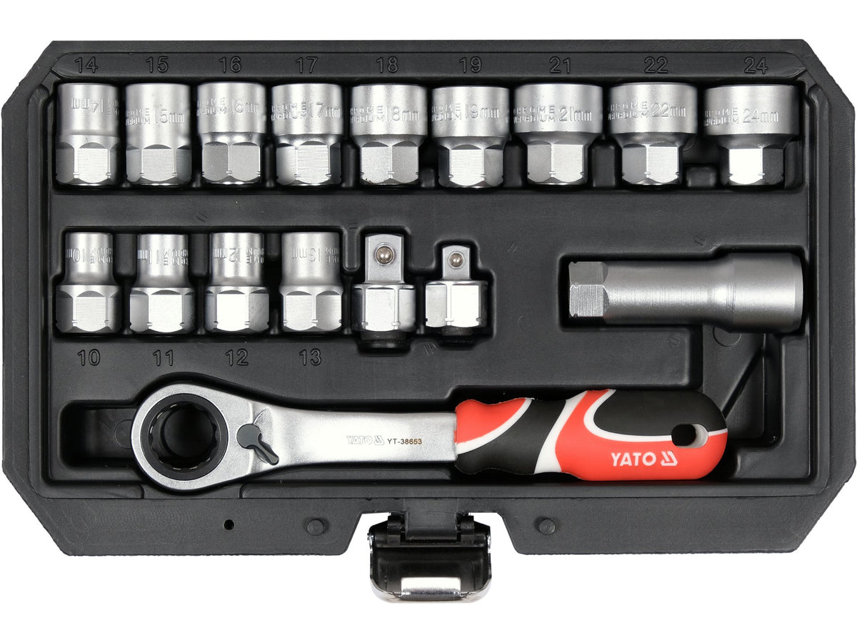 Spline 1/2'' 3/8'' Doorgesloten Doppenset Bevat 17 Onderdelen