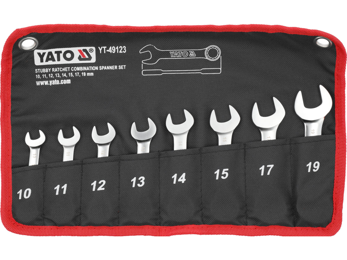 Set Korte Combinatiesleutels Met Ratel, 8 Stuks.