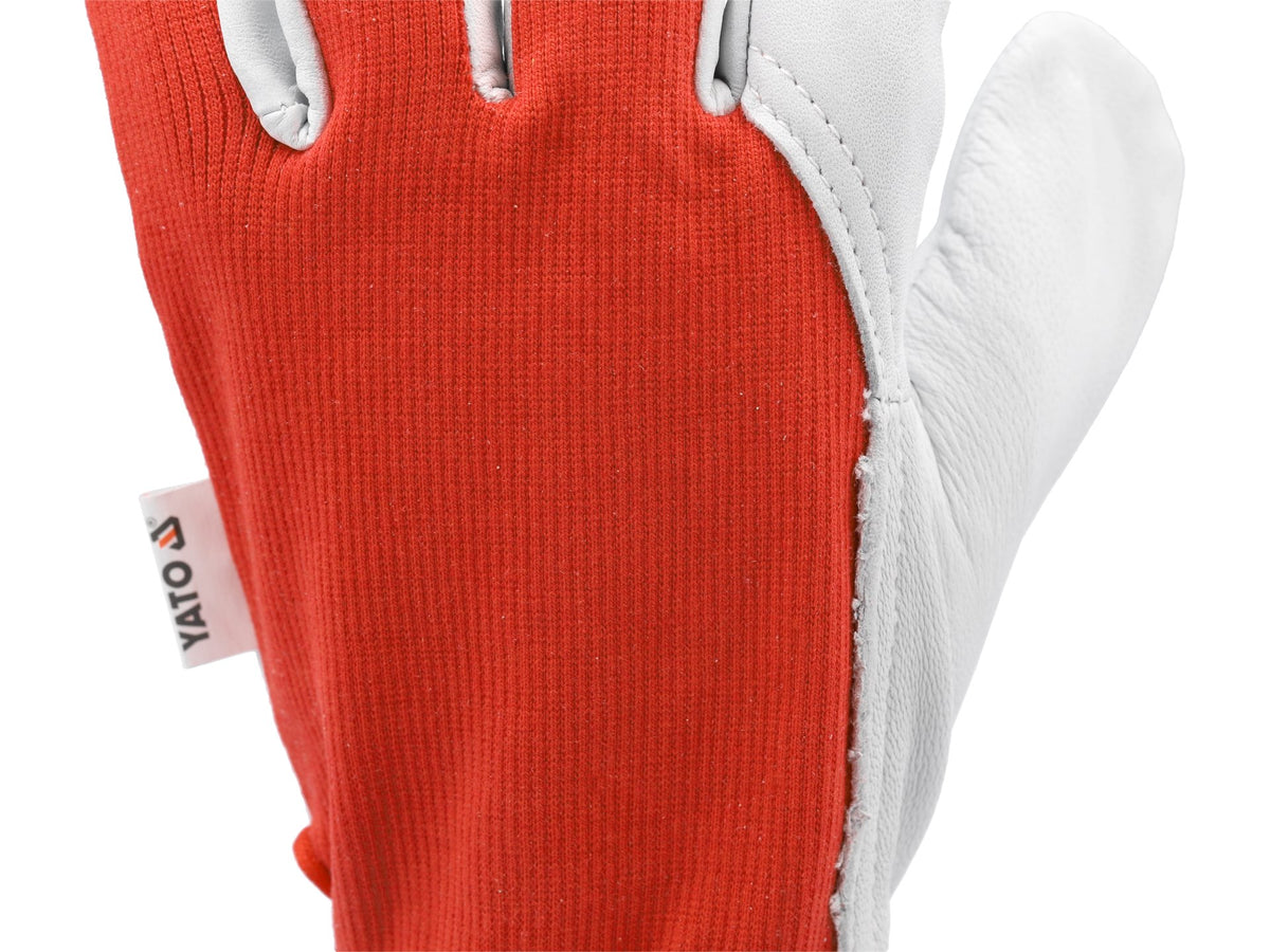 Werkhandschoenen Katoen/Leer Rood Maat. 8