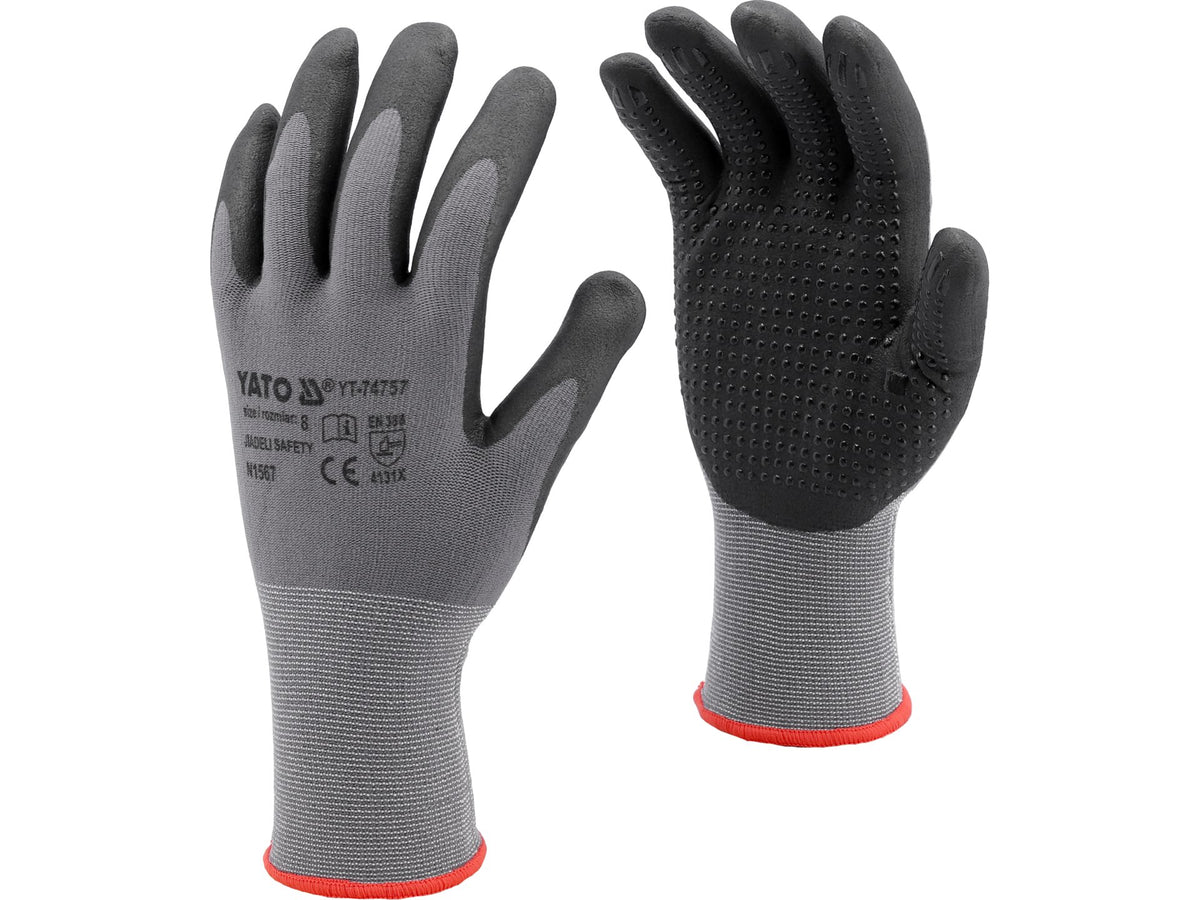 Beschermende Nylon Handschoenen Gecoat Met Geschuimd Nitril Met Anti-Slip Stippen Maat 8