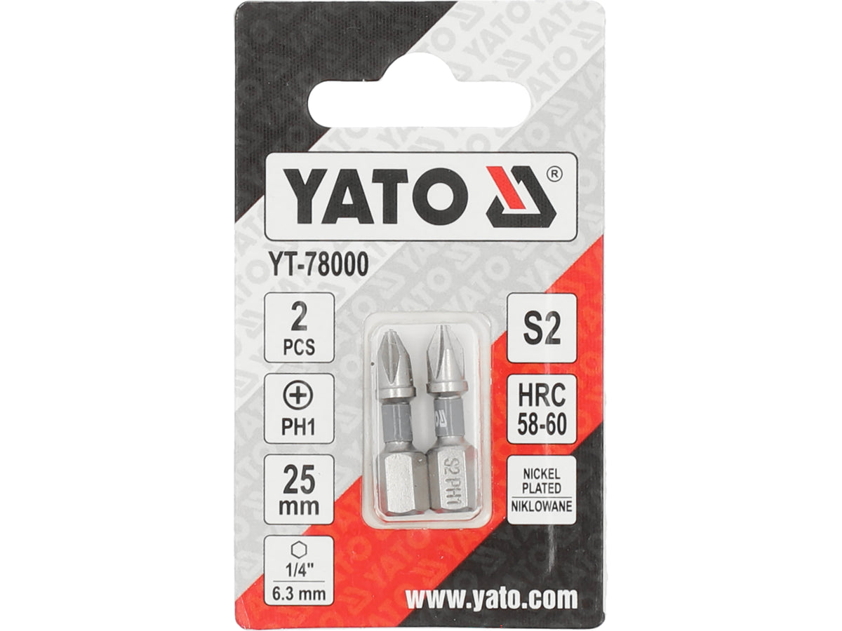 Bits 1/4''X25 MM PH1 2 Stuks Ni