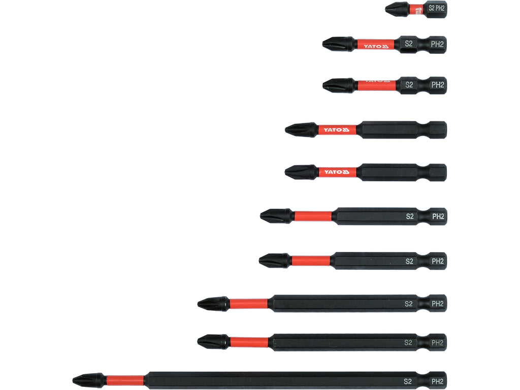 Impact Bits Set 1/4" PH2 10 Stuks