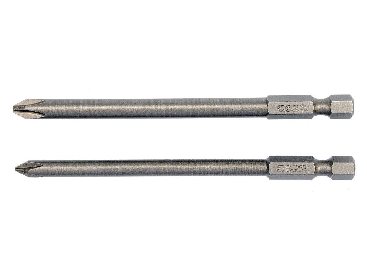 Schroefdraadtips 1/4'', 2 Stuks, Phillips: Ph1x100mm, Ph2x100mm